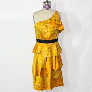 NWT The Limited One Shoulder Yellow Ruffle Cocktail Dress - Size 4